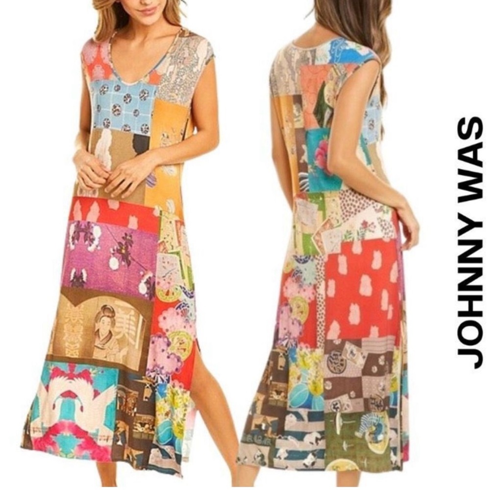 Johnny Was Dress Tokyo High Slit Knit Midi Dress